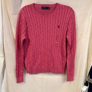 Polo by Ralph Lauren Women's Vibrant Pink Cable Knit Sweater